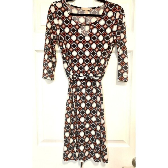 BANANA Republic Fit & Flare Dress Womens Size XSmall Geometric Print - Picture 1 of 9